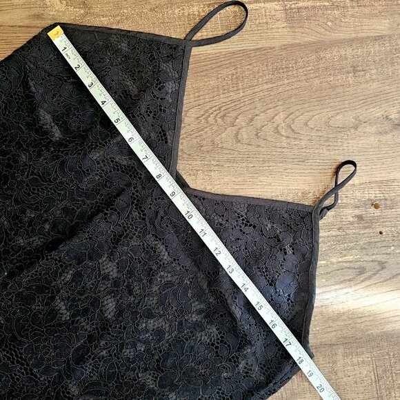 NWT! Gold Hawk Flounce Hem Lace Midi Slip A-Line Dress, M, Black - Picture 5 of 12